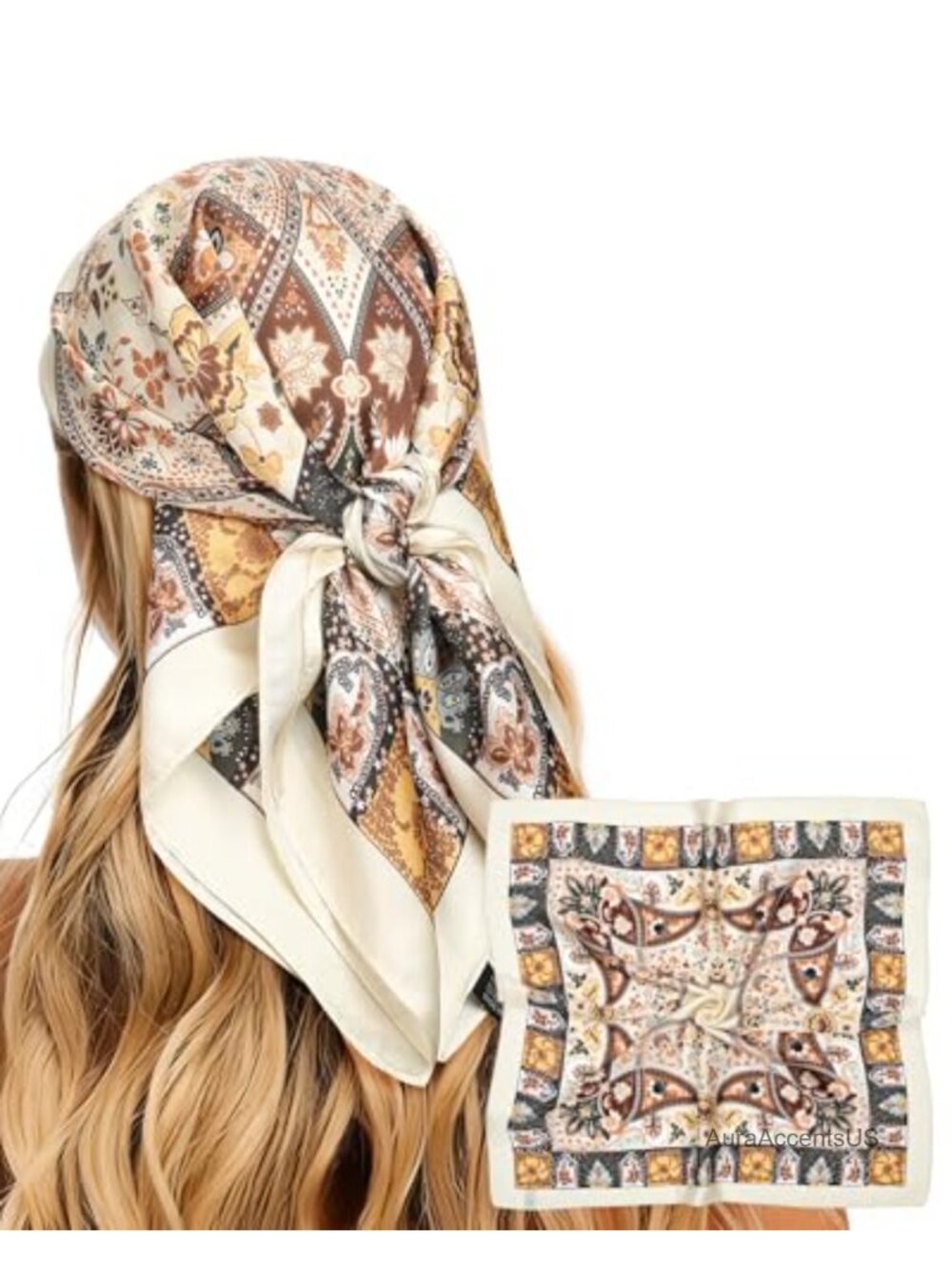 27.5" Satin Square Head Scarf Hair Bandana Sleep Wrap
